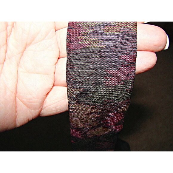 CAS Adjustable Button On Suspenders Maroon Burgundy Green Gold Camo Like Design - Picture 7 of 10